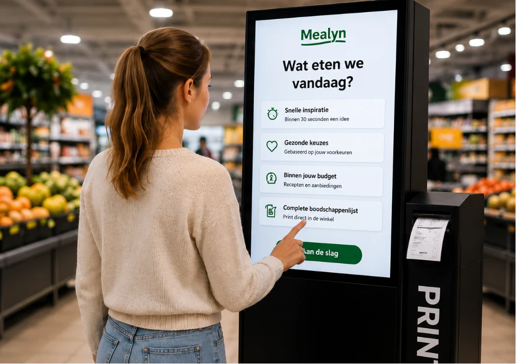 Customer using Mealyn kiosk